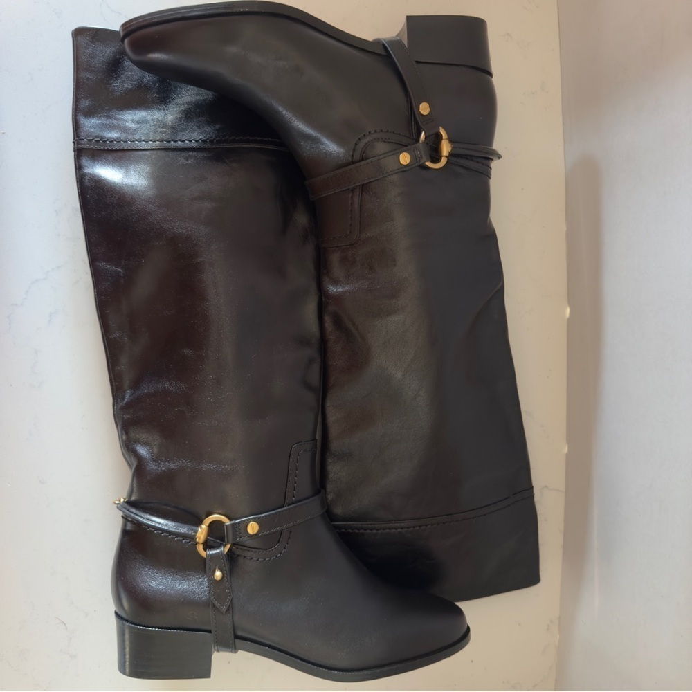 Veronica Beard Delvin Tall Leather Boots | Black | Size 6 | NWOB